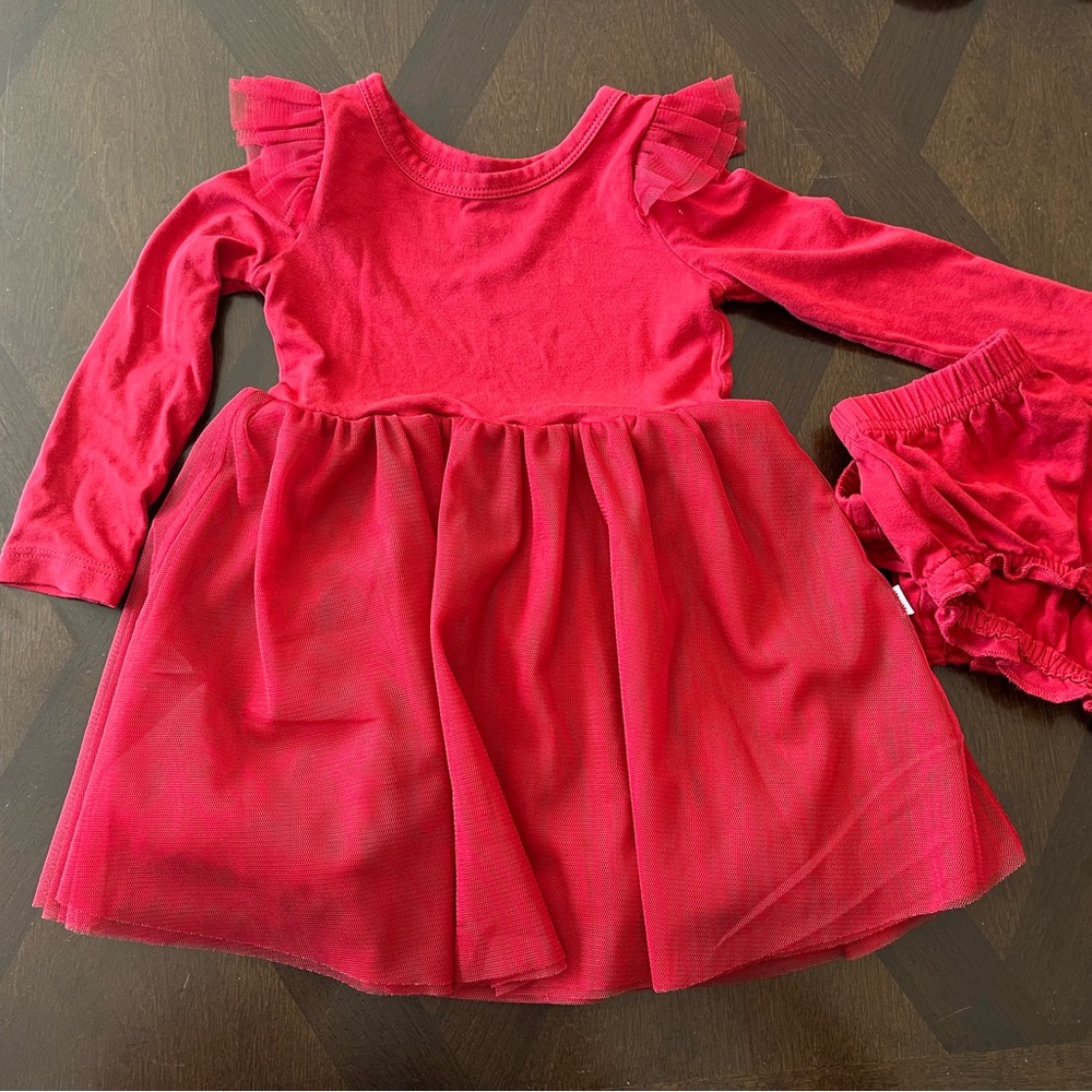Little Sleepies Vibrant Red Ruffle Dress Set